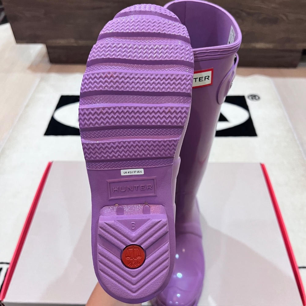 Hunter Original Tour Tall Gloss Purple Winter Rain Boots - Picture 6 of 8